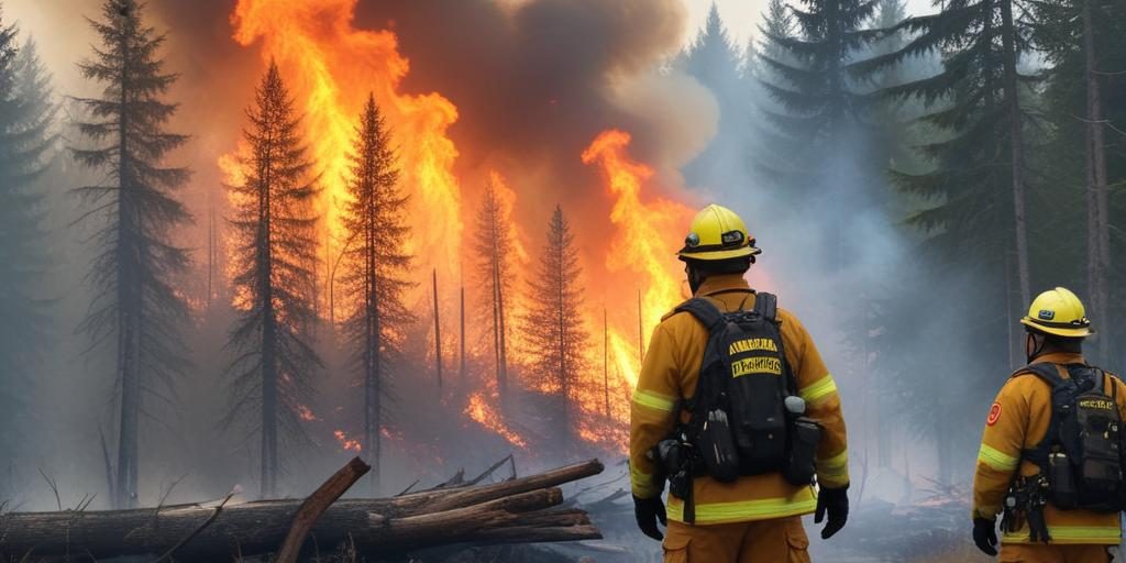 Waldbrand-Kanada-Feuerwehrleute-Feuerwehrauto_KI_generated
