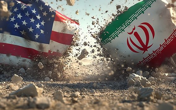 Flaggen_Iran_USA_Krieg