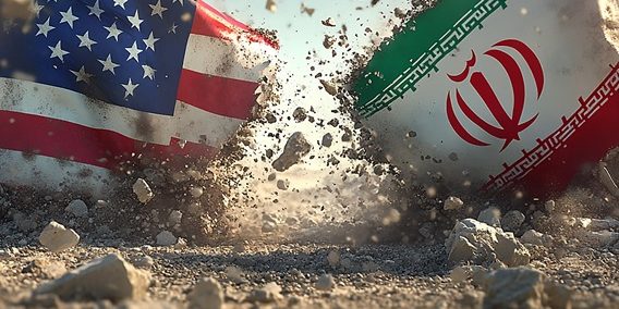Flaggen_Iran_USA_Krieg